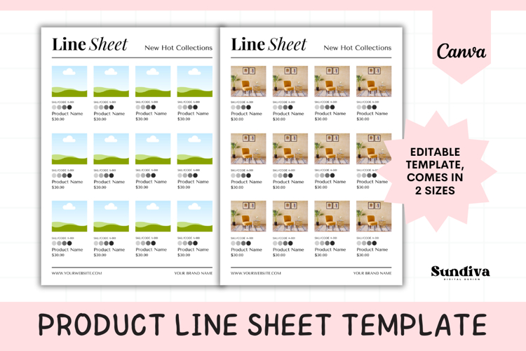 Editable Product Line Sheet Template 2 | Wholesale Catalogue