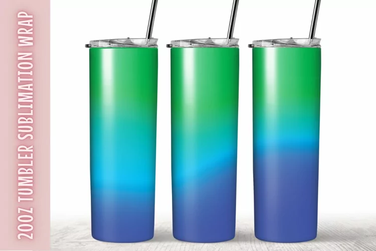 Teal Ombre 20oz Skinny Coffee Tumbler Wrap