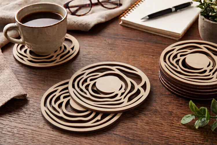 Round Monogram Coaster SVG - Laser Cut Blank Ornament File