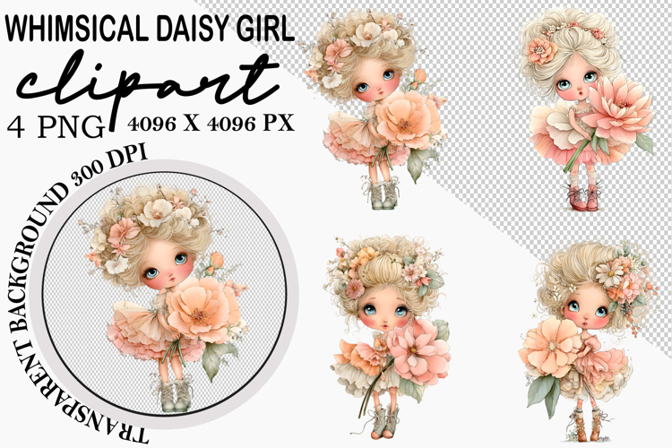 Whimsical Girl Clipart Watercolor png