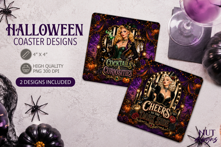 Witch Vintage Carnival Halloween decor square Coaster