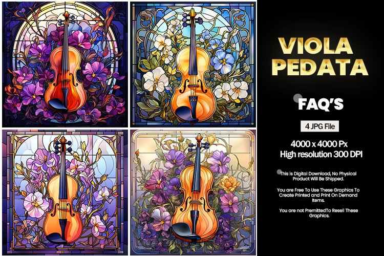 Stained Glass Viola Pedata Square Coaster - 04 Variations example image 1