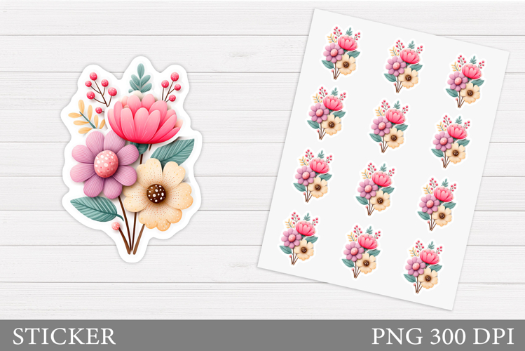 Flowers Sticker Design. Floral Sticker Printable