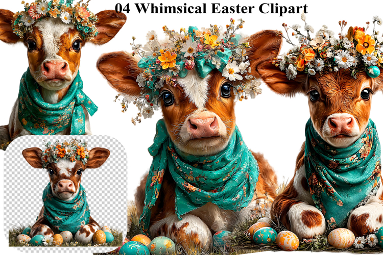 Whimsical Bunny Easter Clipart, Watercolor Easter Bunny PNG