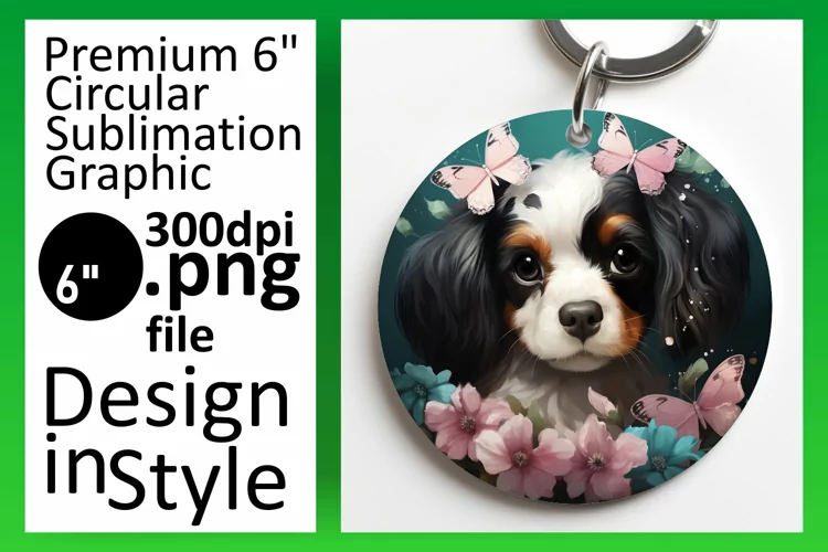 Charming Dog Keychain with Floral Design