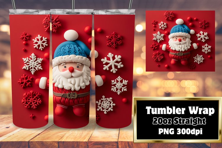 Sublimation 3D Santa Claus Tumbler Wrap Holiday Theme 20oz