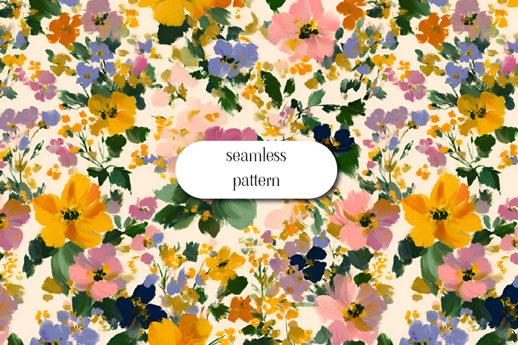 Vibrant Hand-Painted Floral Seamless Pattern Design