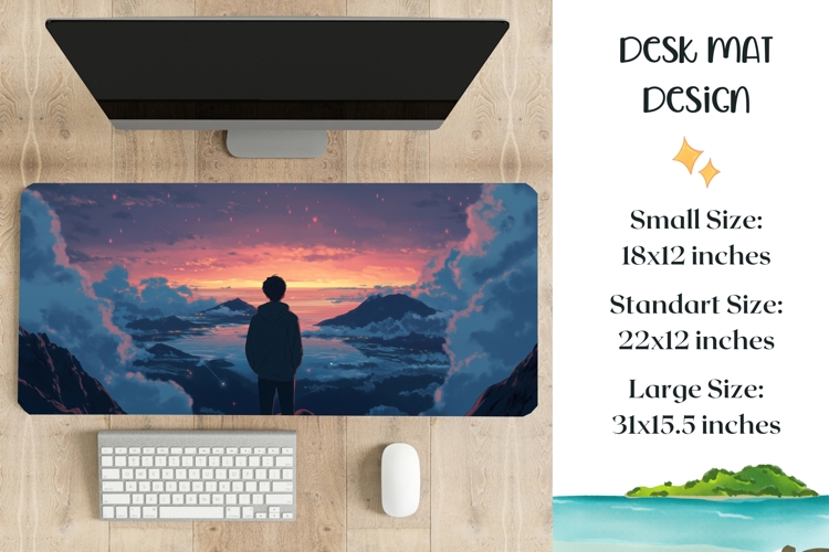 Sunset Sky Mouse Pad Large, Nature Desk Mat Design