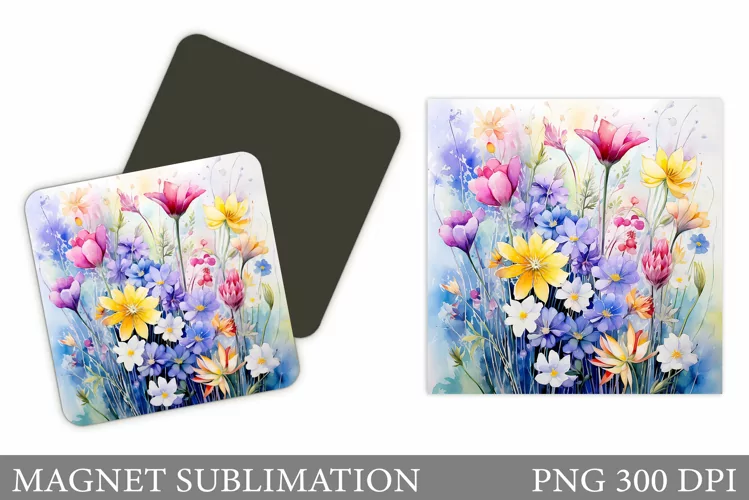Wildflowers Magnet Sublimation. Flowers Magnet Design