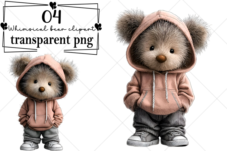 Whimsical Teddy Bear Clipart Watercolor PNG