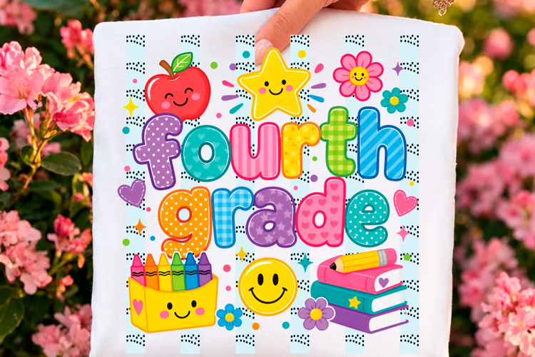 Fourth Grade Striped Back to School PNG