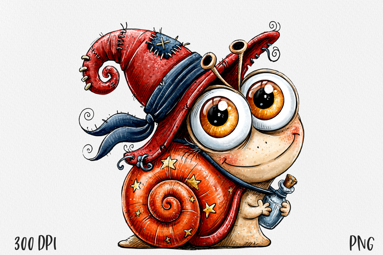 Halloween Snail PNG, Witch Hat Sublimation Clipart