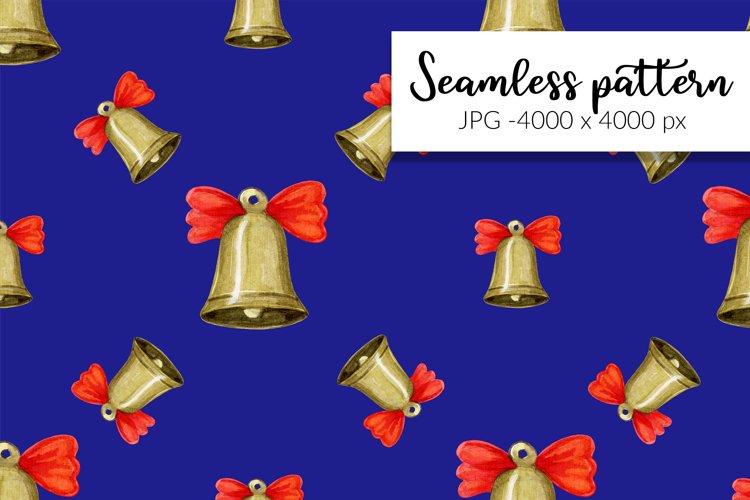 Christmas bells watercolor seamless digital paper