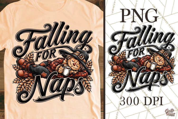 Falling For Naps Cute Scarecrow PNG - Funny Fall Png example image 1