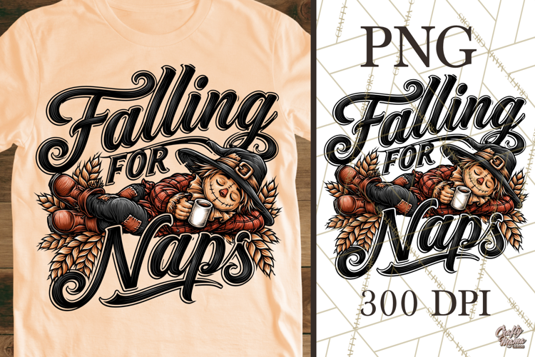 Falling For Naps Cute Scarecrow PNG - Funny Fall Png