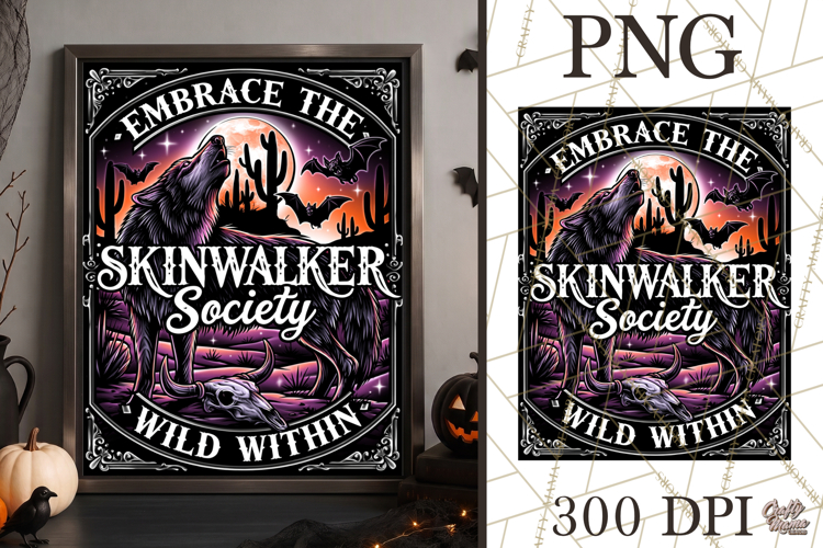 Skinwalker Society Halloween PNG Sign Graphic Wolf Artworkt