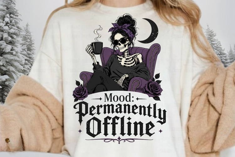 Mood Permanently Offline PNG Sublimation Design - Gothic