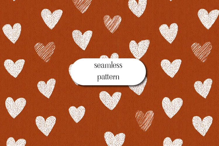 Rustic Knitted Heart Seamless Pattern | Cozy Fall Design