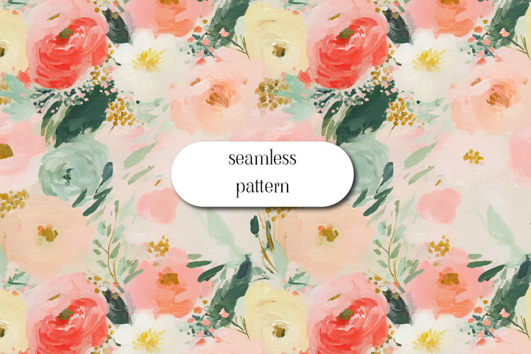 Pastel Watercolor Floral Seamless Pattern Digital Paper