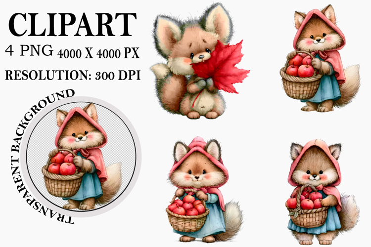 Cute Watercolor Fox Clipart Image 5
