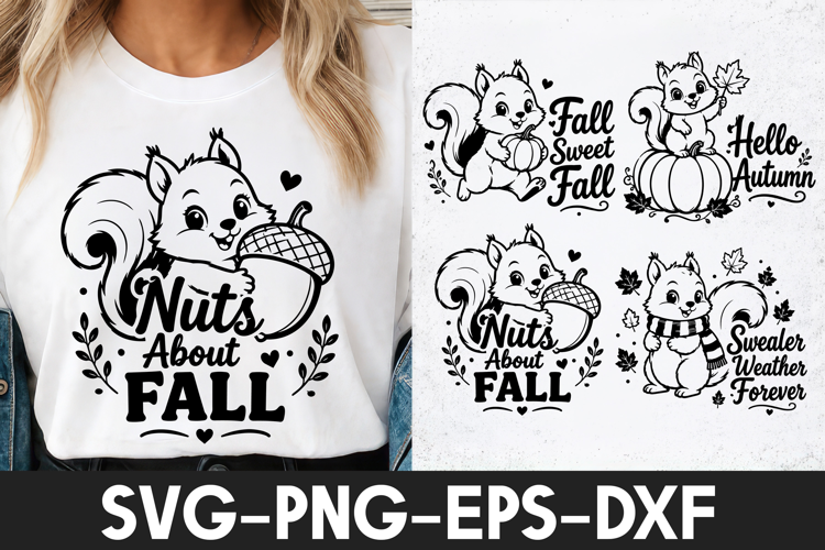 Cute Fall Squirrel Acorn SVG PNG