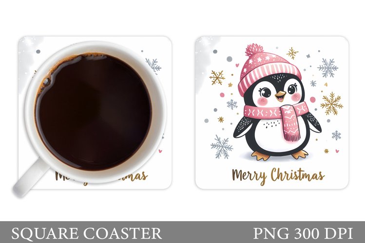 Cute Penguin Coaster Design. Cute Penguin Sublimation example image 1
