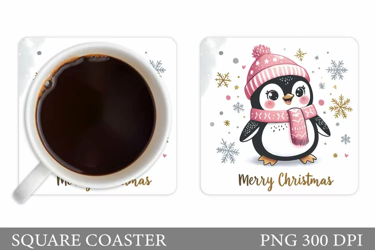 Cute Penguin Coaster Design. Cute Penguin Sublimation