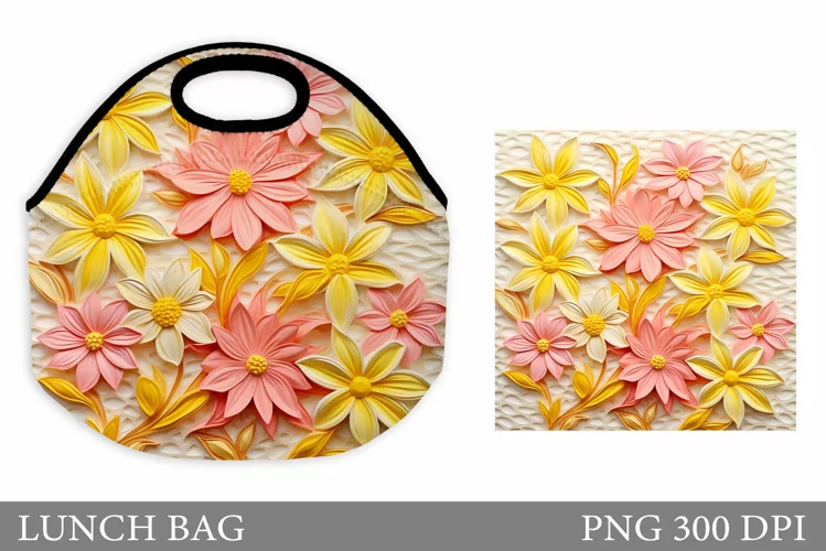 3D Flowers Lunch Bag. Flowers Lunch Bag Sublimation