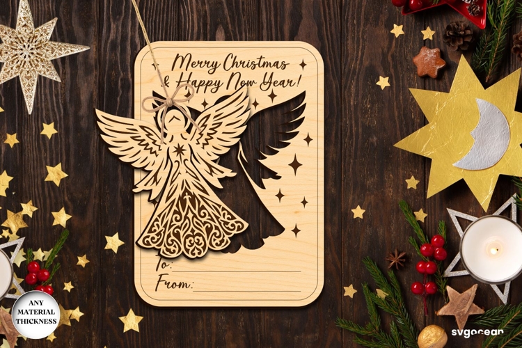 Christmas Card Angel Ornament Laser Cut | Glowforge | SVG