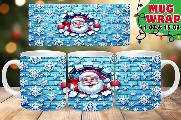 Santa's 3D Cartoon Gag Mug Wrap 15oz Sublimation