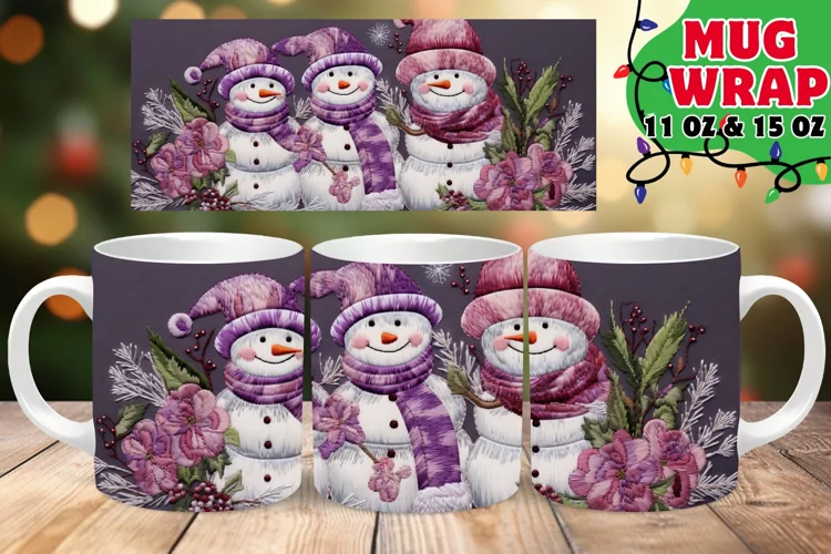 Embroidered Snowman 3D Winter Dream 11oz Mug