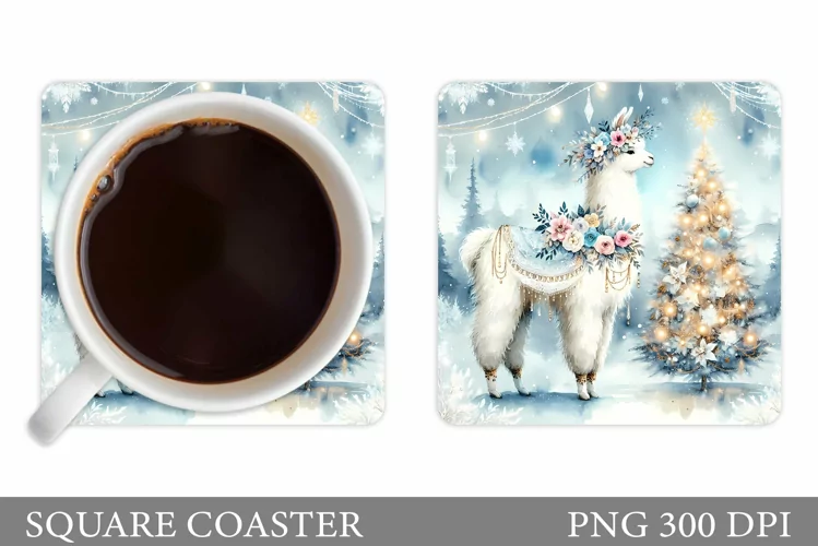 Christmas Lama Coaster Design. Christmas Coaster Sublimation