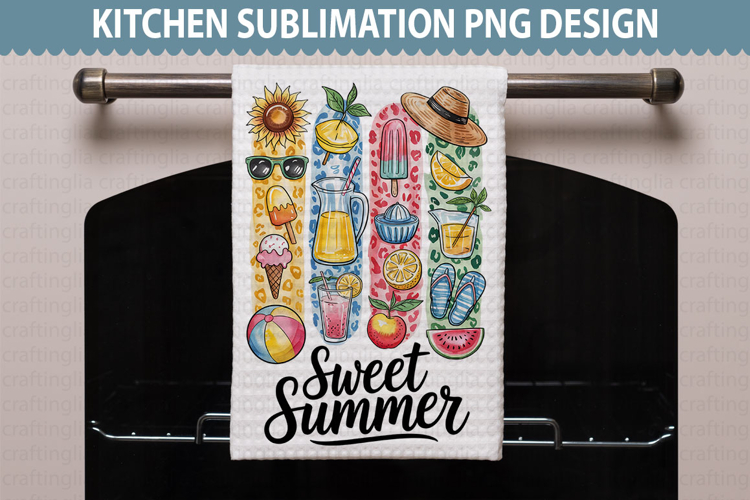Summer Kitchen Towel Design - Summer Sublimation PNG