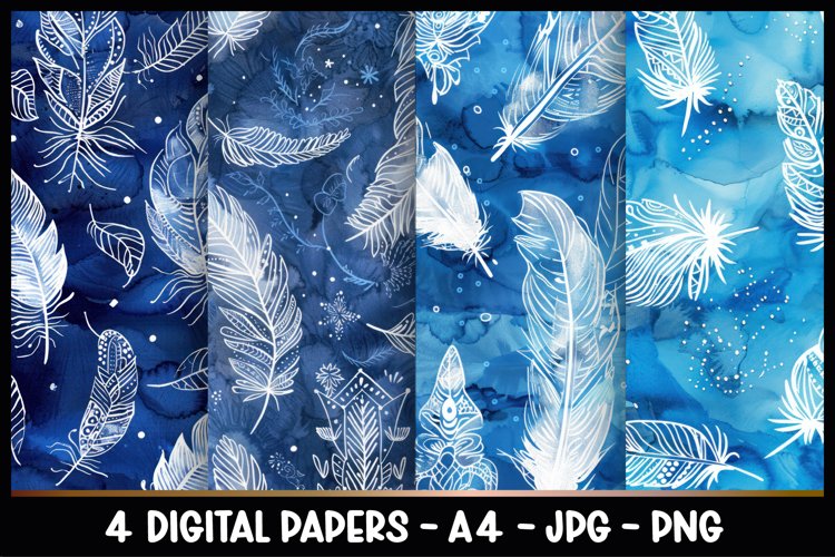 4 Feather Digital Papers I Junk Journal Page