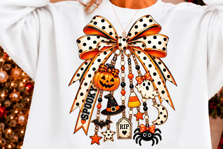 Halloween Bow Spider Pumpkin Ghost T-Shirt Design