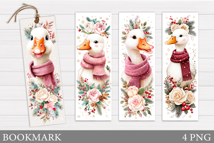 Christmas Goose Bookmark. Christmas Bookmark Printable