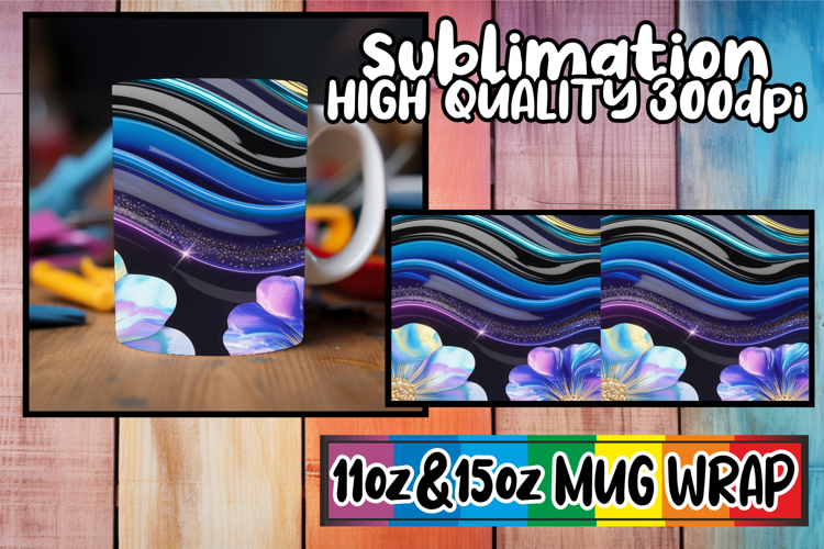 Vibrant hues 11oz 15oz mug wrap, Pattern