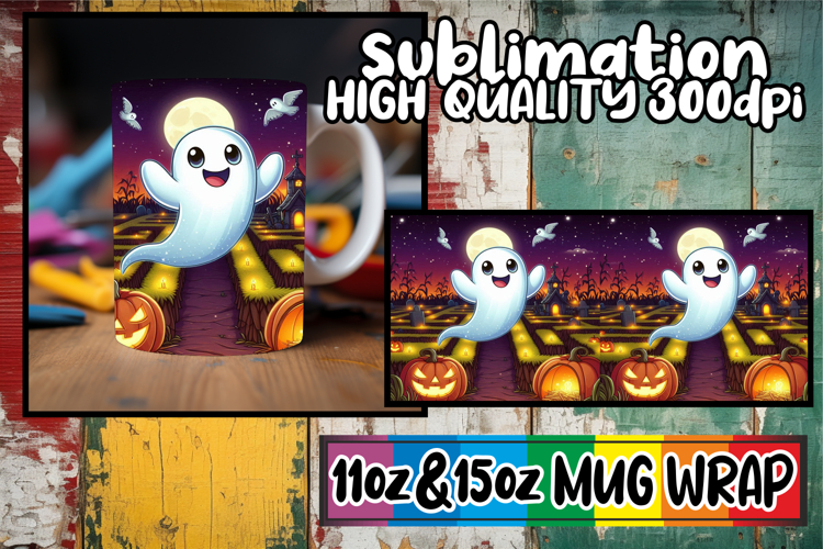 Blissful evenings 11oz 15oz sublimation wrap, Ghost
