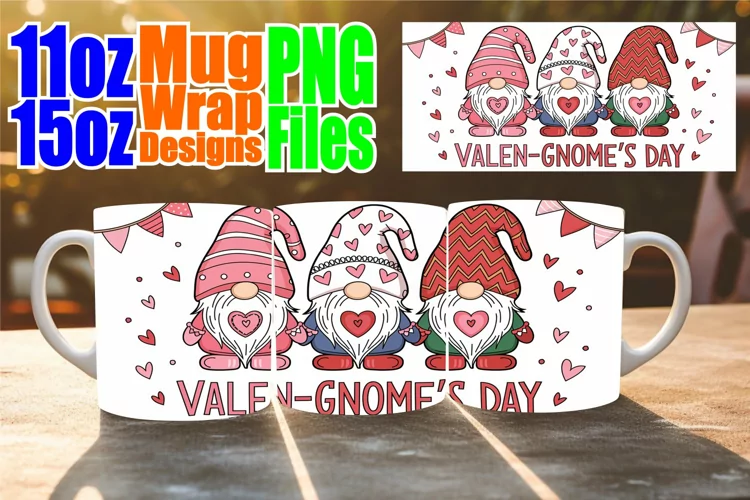 Cozy mornings 11oz 15oz mug wrap, Love Gnome