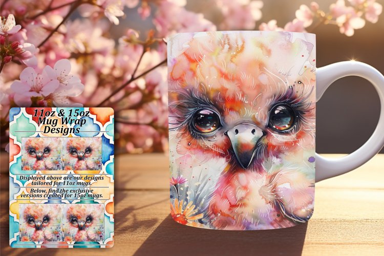 Lovely Watercolor Animals and Flowers Wraps 11oz/15oz