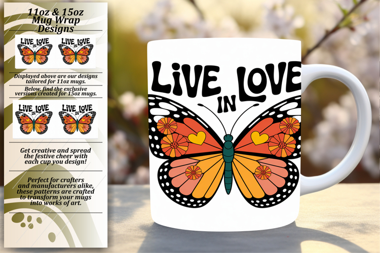LUXE PNG Mug Wrap Design 15oz , Butterfly