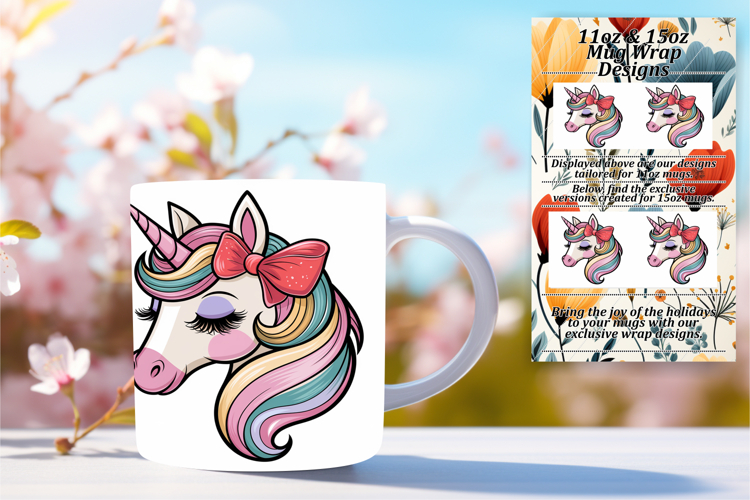 Bold 11oz Mug Wrap Png Artwork , Unicorn
