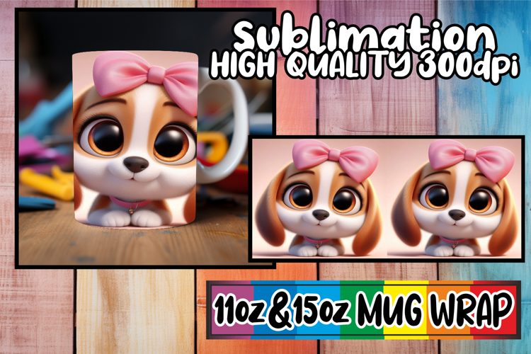 Radiant journeys 11oz 15oz sublimation wrap, 3D Dog