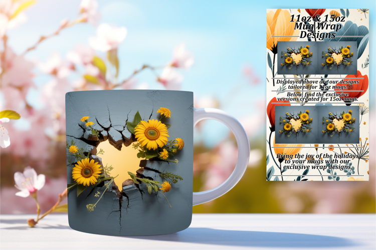 Joyful 11oz Mug Wrap Png Artwork , 3D Heart