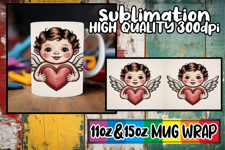 Sunny outlook 11oz 15oz mug wrap, Cupid