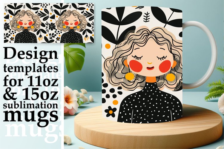 Artistic Woman Portrait Mug Wrap Sublimation 11oz/15oz example image 1