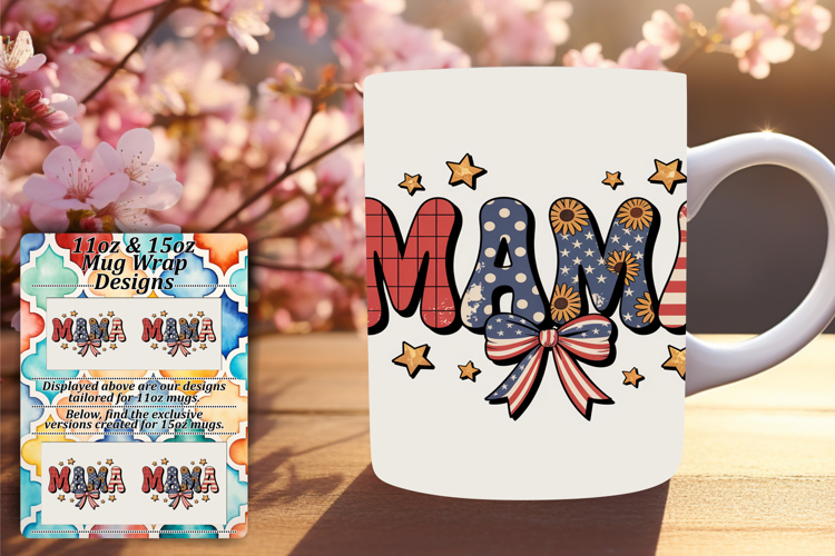 Creative 15oz Mug Wrap Png Artwork , Mama