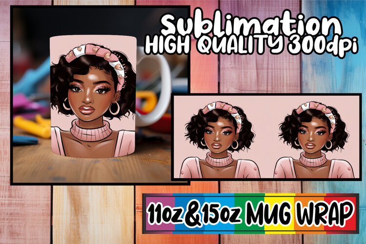 Magical vibes 11oz 15oz sublimation wrap, Afro Girl example image 1