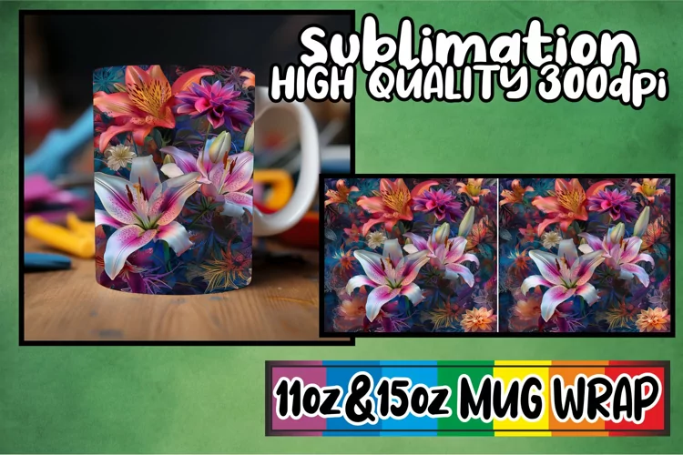 Color Burst Flower Mug Wrap