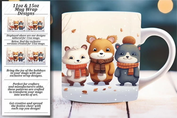 Merry & Bright Animal Mug Template